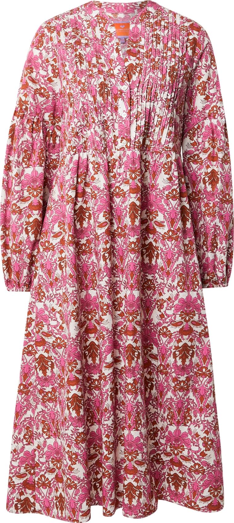 LIEBLINGSSTÜCK Košilové šaty 'Remira' oranžová / pink / bílá