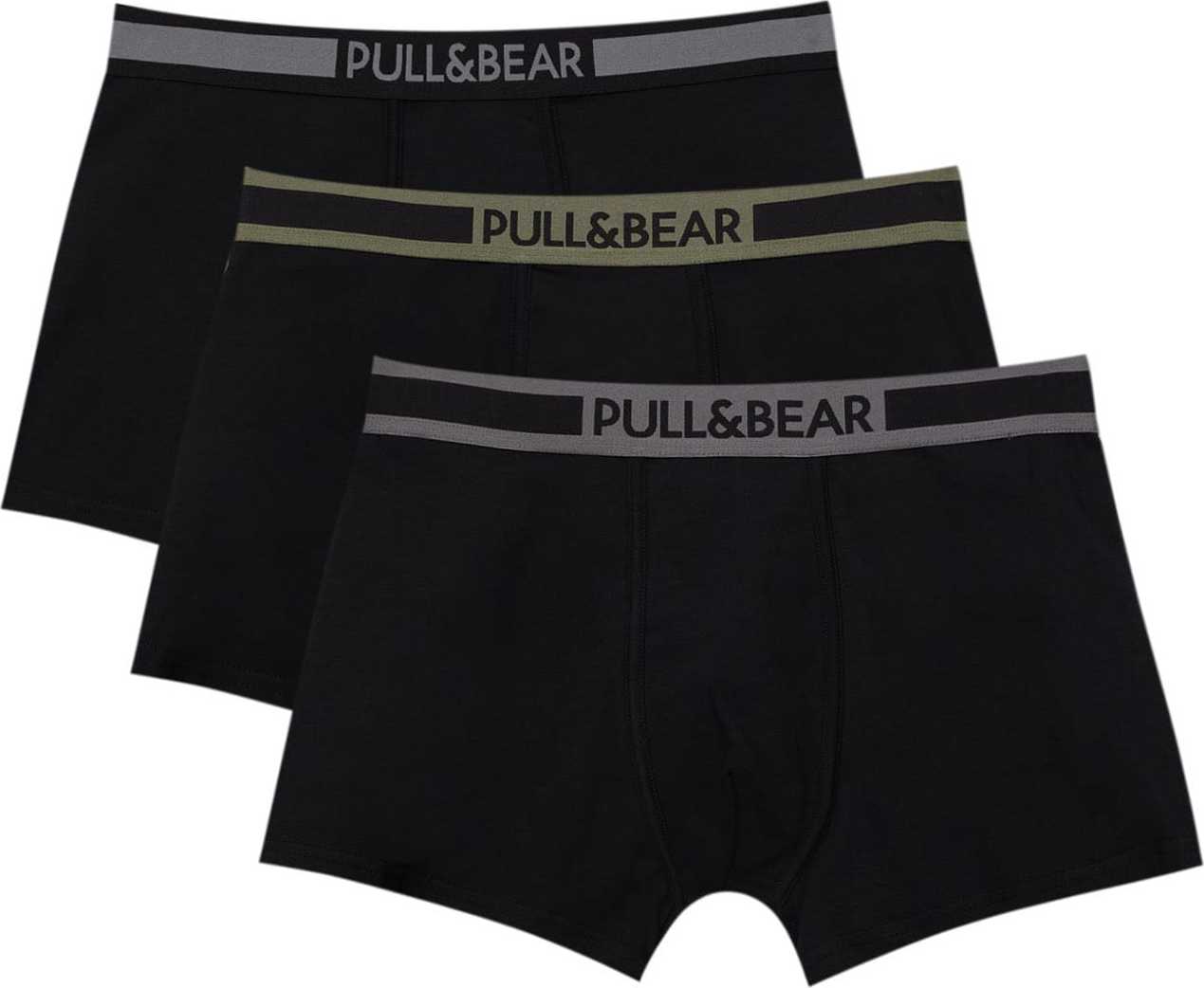 Pull&Bear Boxerky šedá / světle zelená / černá