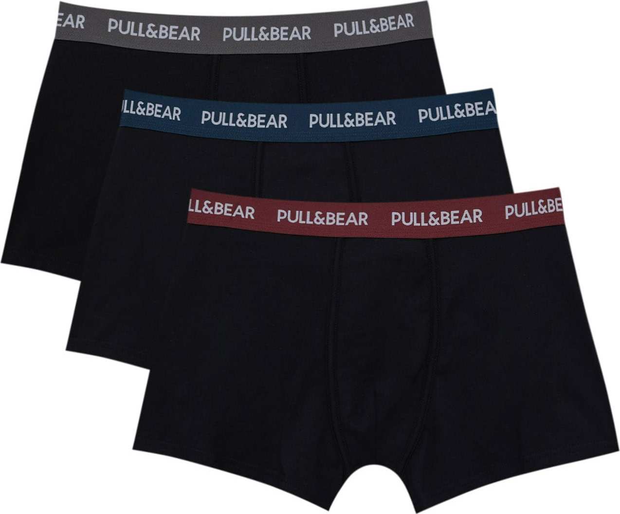 Pull&Bear Boxerky tmavě modrá / tmavě červená / černá / bílá