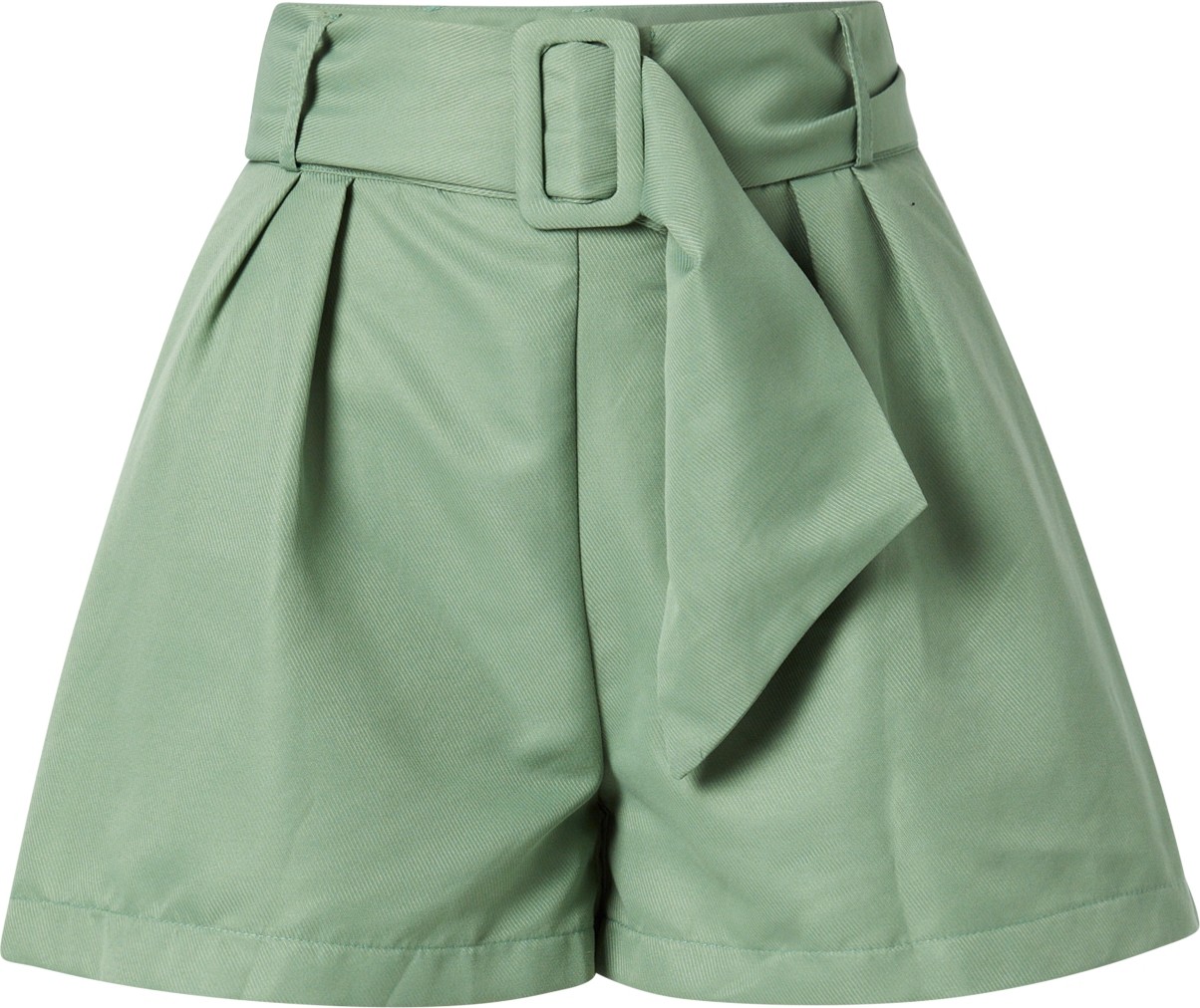 Trendyol Kalhoty se sklady v pase světle zelená