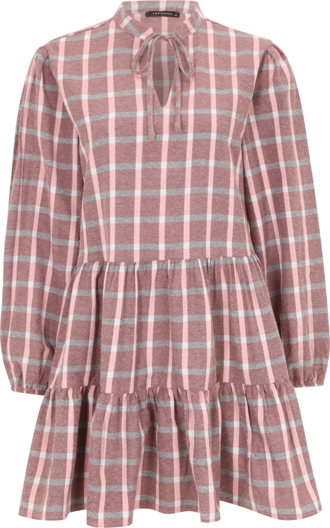Trendyol Petite Košilové šaty šedá / starorůžová / světle růžová