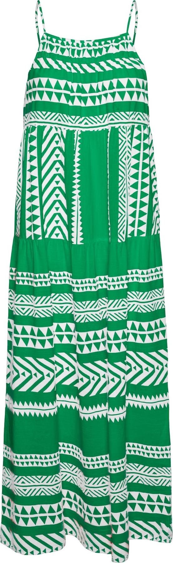 VERO MODA Letní šaty 'DICTHE' trávově zelená / bílá