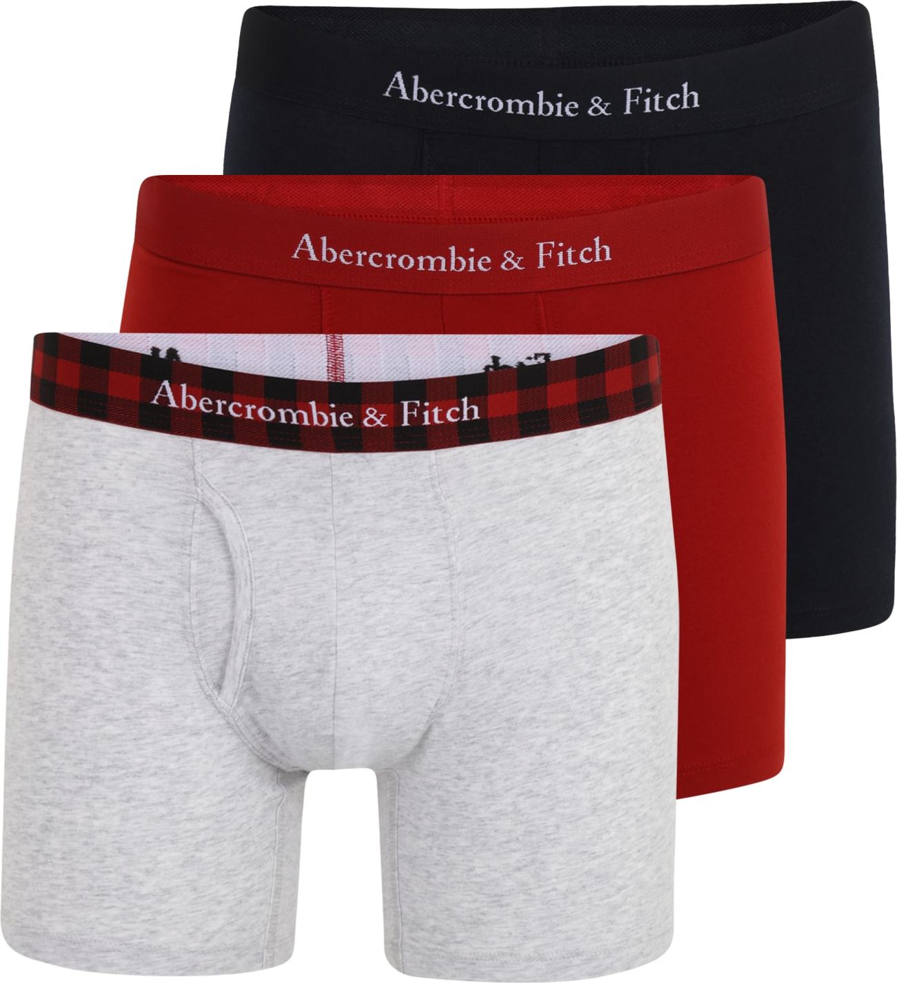 Abercrombie & Fitch Boxerky 'HOLIDAY' šedý melír / červená / černá / bílá