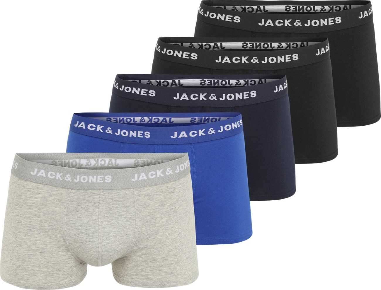 JACK & JONES Boxerky námořnická modř / královská modrá / světle šedá / černá