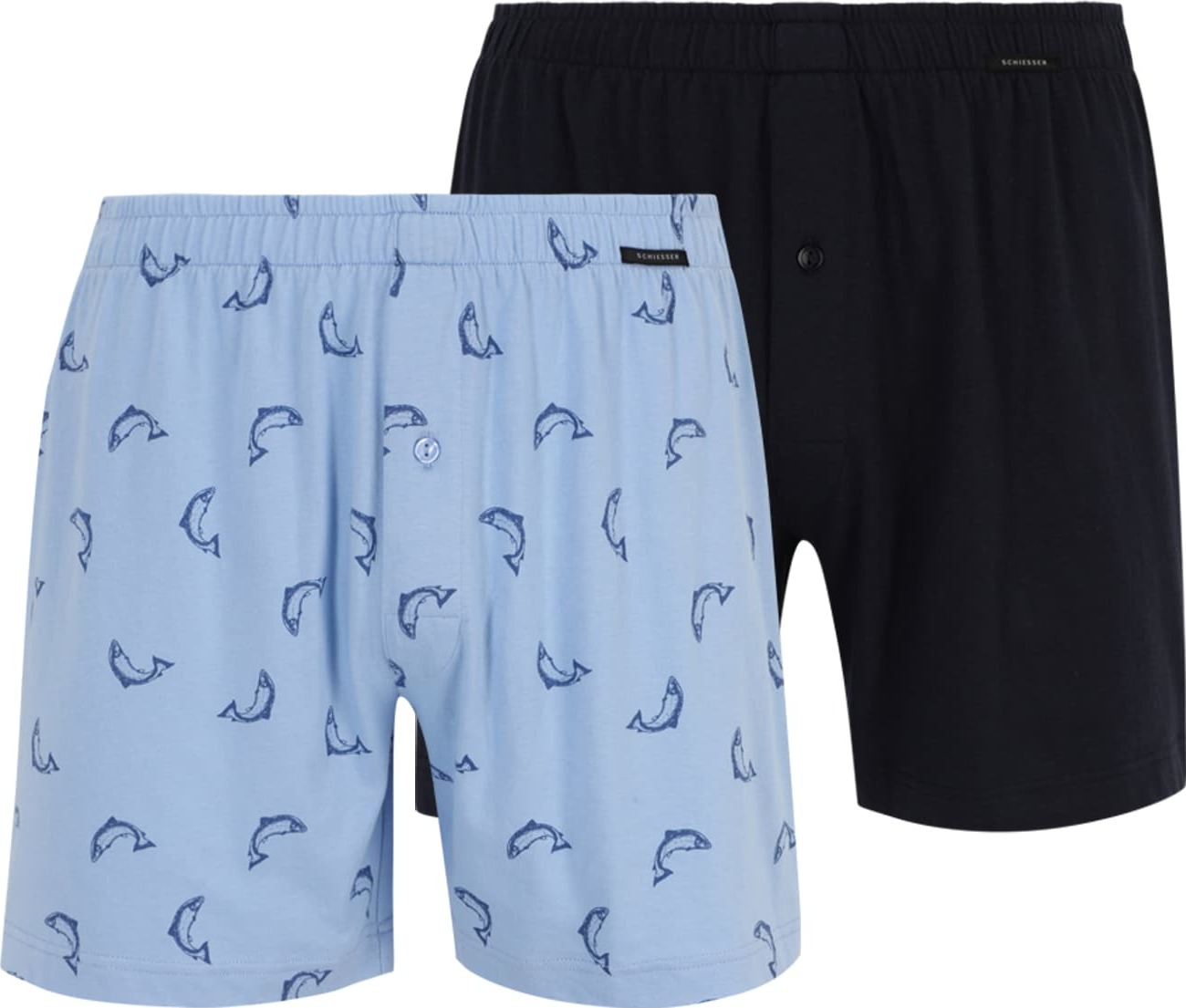 SCHIESSER Boxerky 'Fun Prints' námořnická modř / světlemodrá