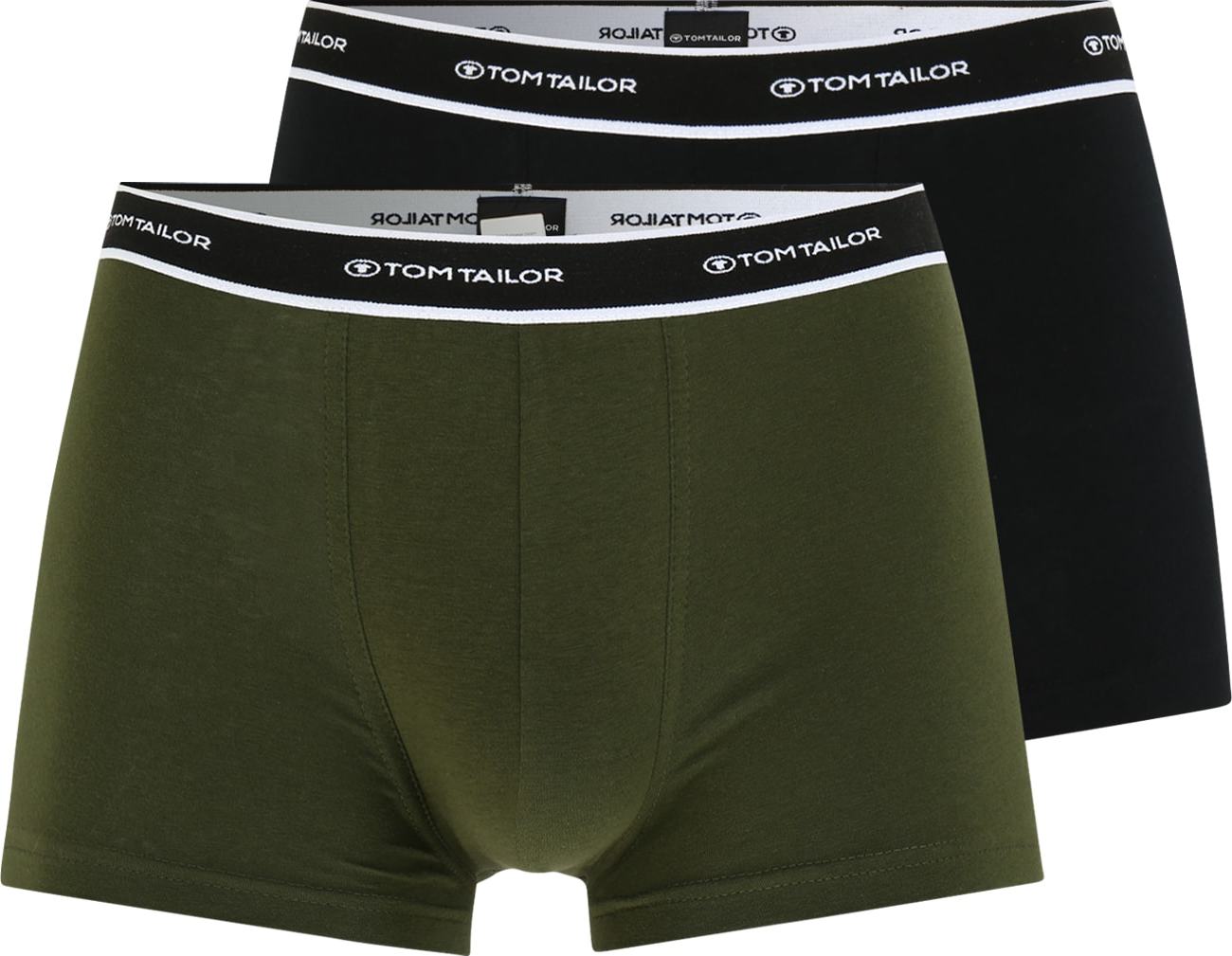 TOM TAILOR Boxerky khaki / černá / bílá