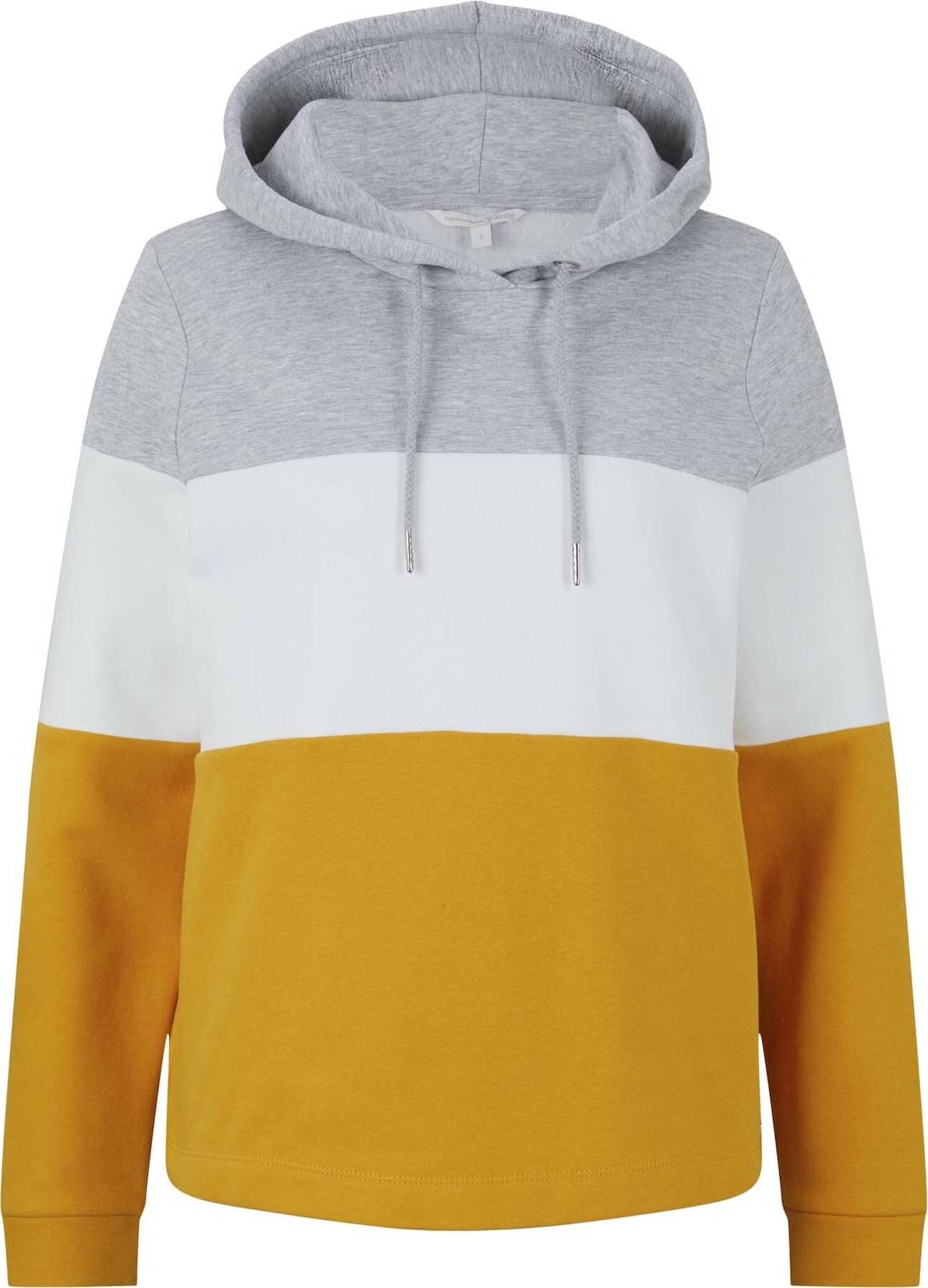 TOM TAILOR DENIM Mikina hořčicová / šedý melír / bílá