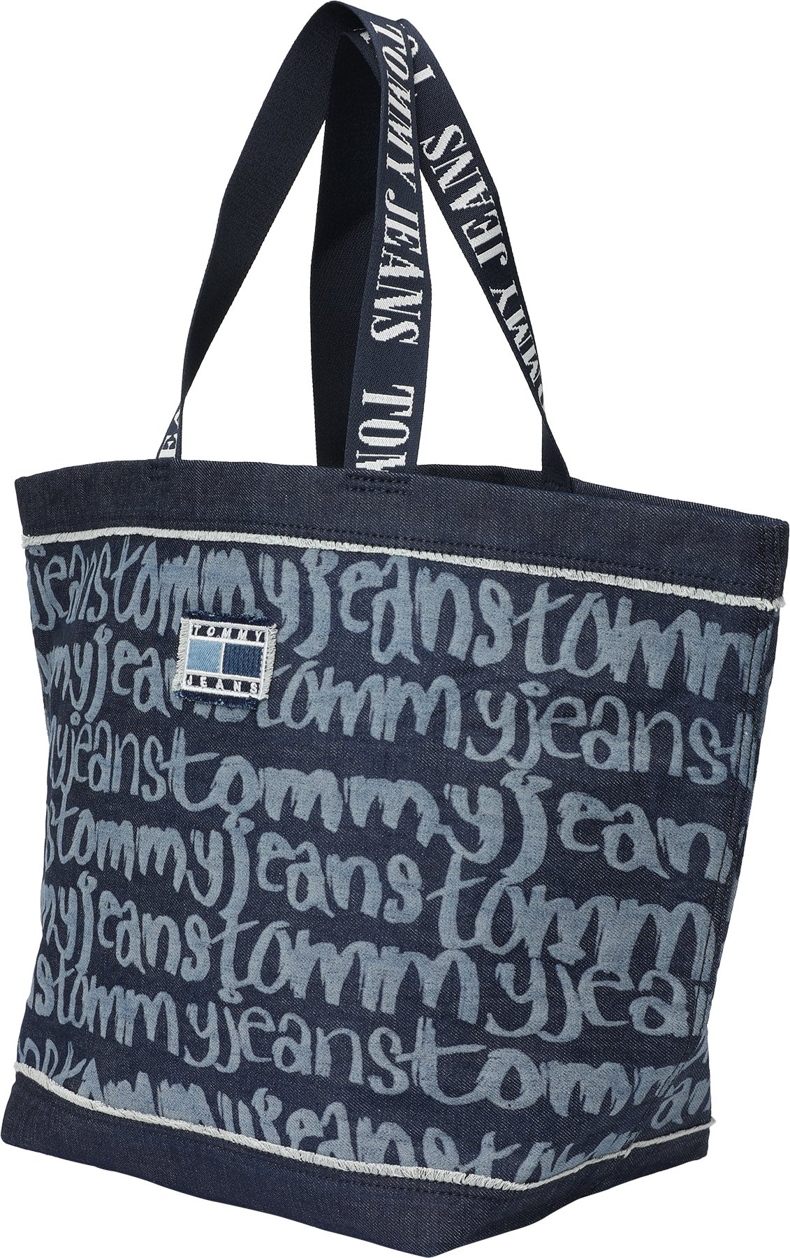 Tommy Jeans Nákupní taška modrá džínovina / bílá