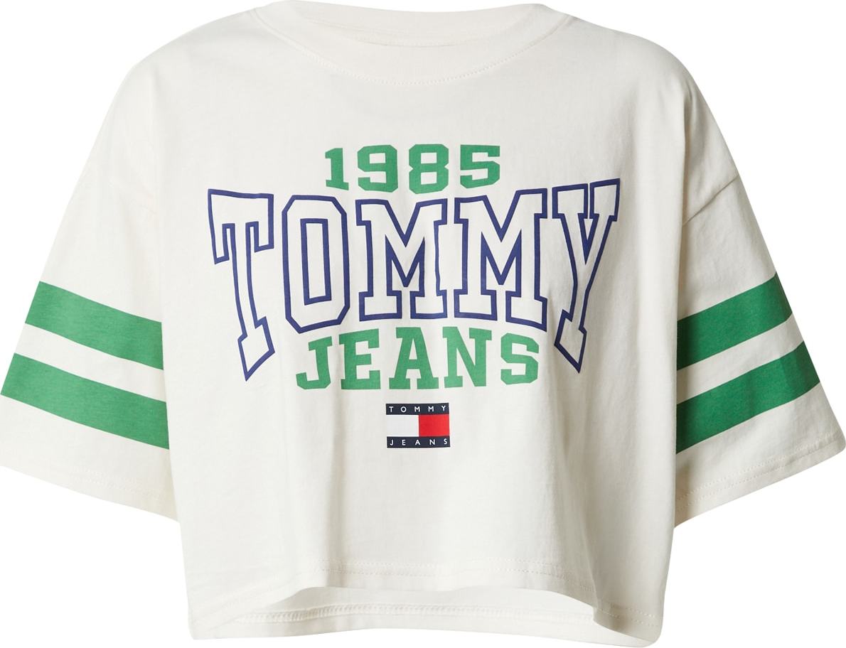 Tommy Jeans Tričko modrá / trávově zelená / bílá