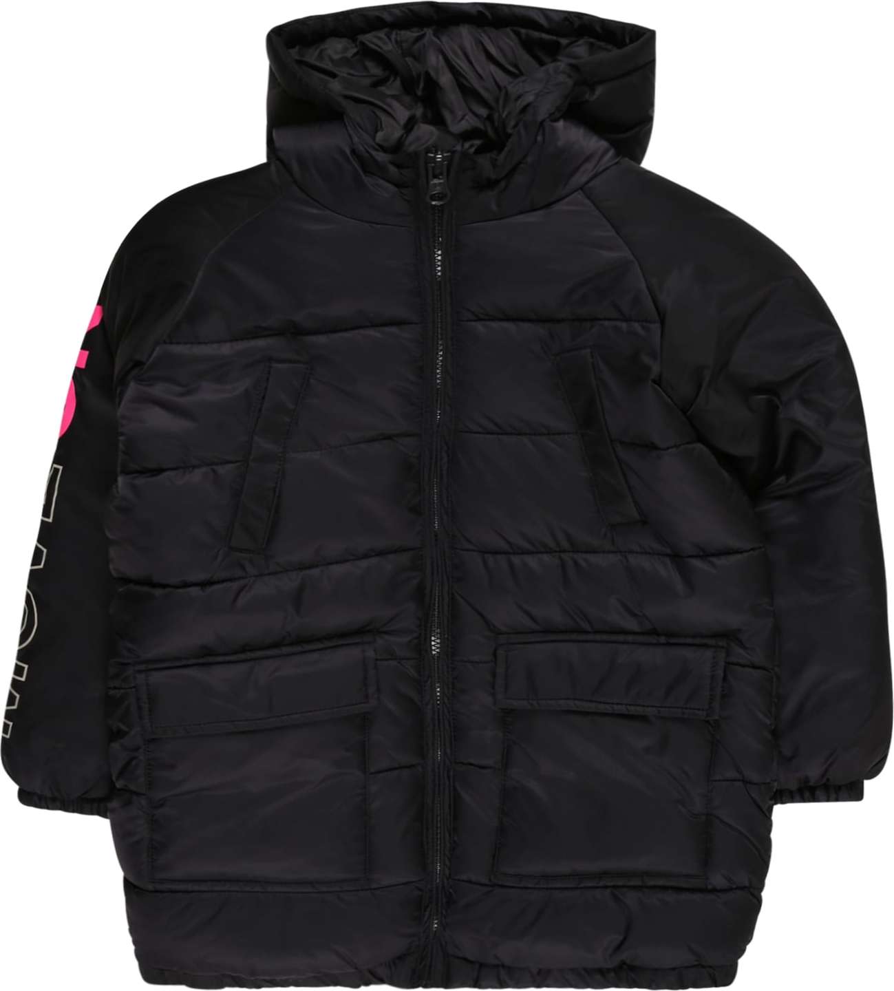 UNITED COLORS OF BENETTON Zimní bunda pink / černá / bílá