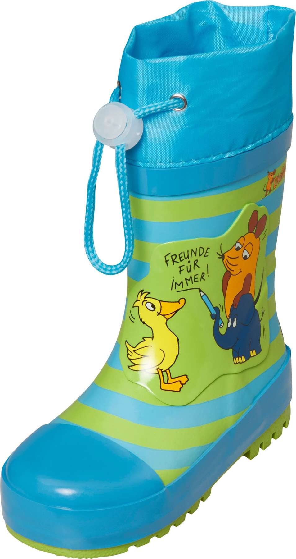 Gumové holínky 'Freunde für Immer' PLAYSHOES tyrkysová / limone / kiwi / tmavě oranžová / černá
