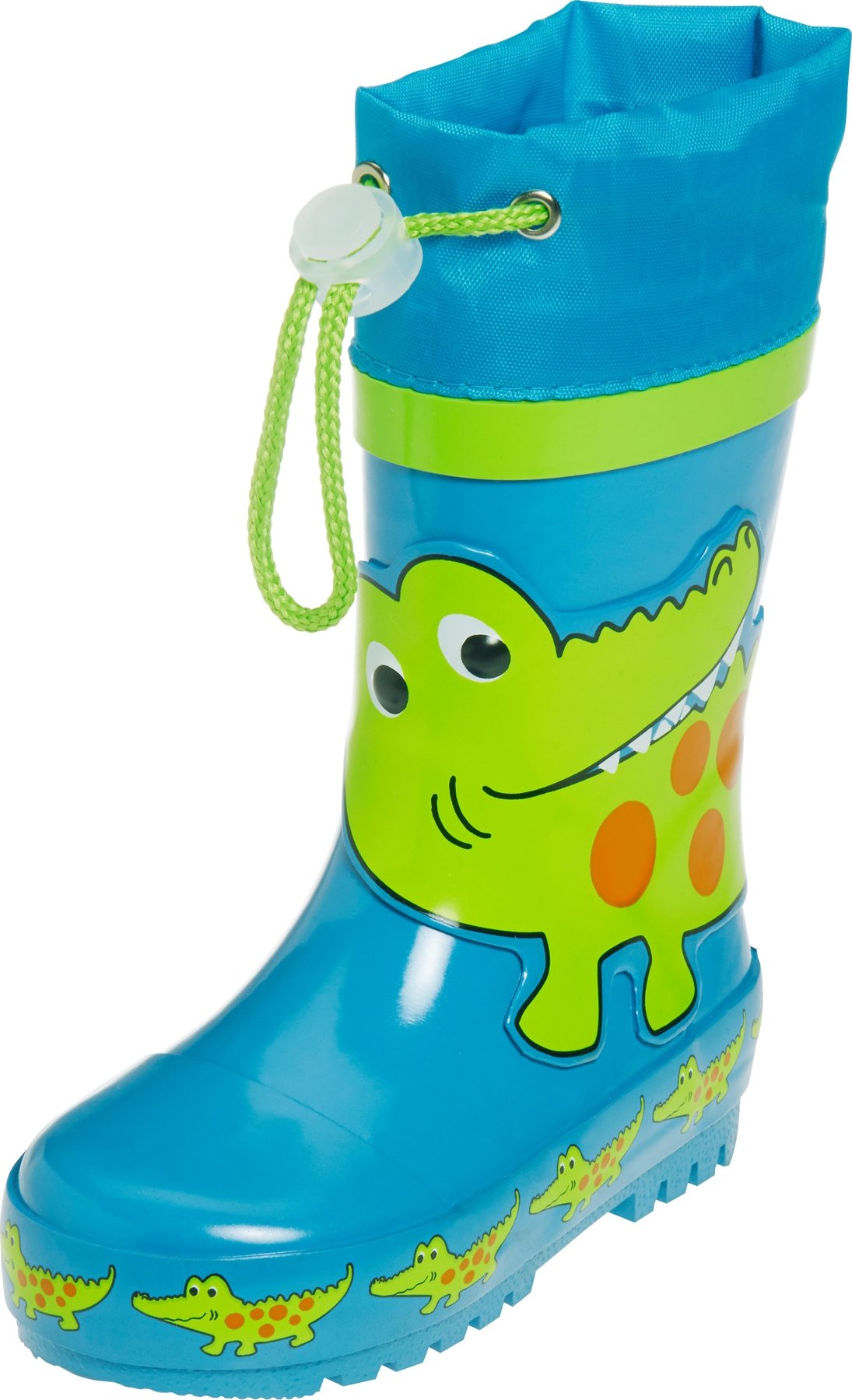 Gumové holínky 'Krokodil' PLAYSHOES modrá / světle zelená / tmavě oranžová