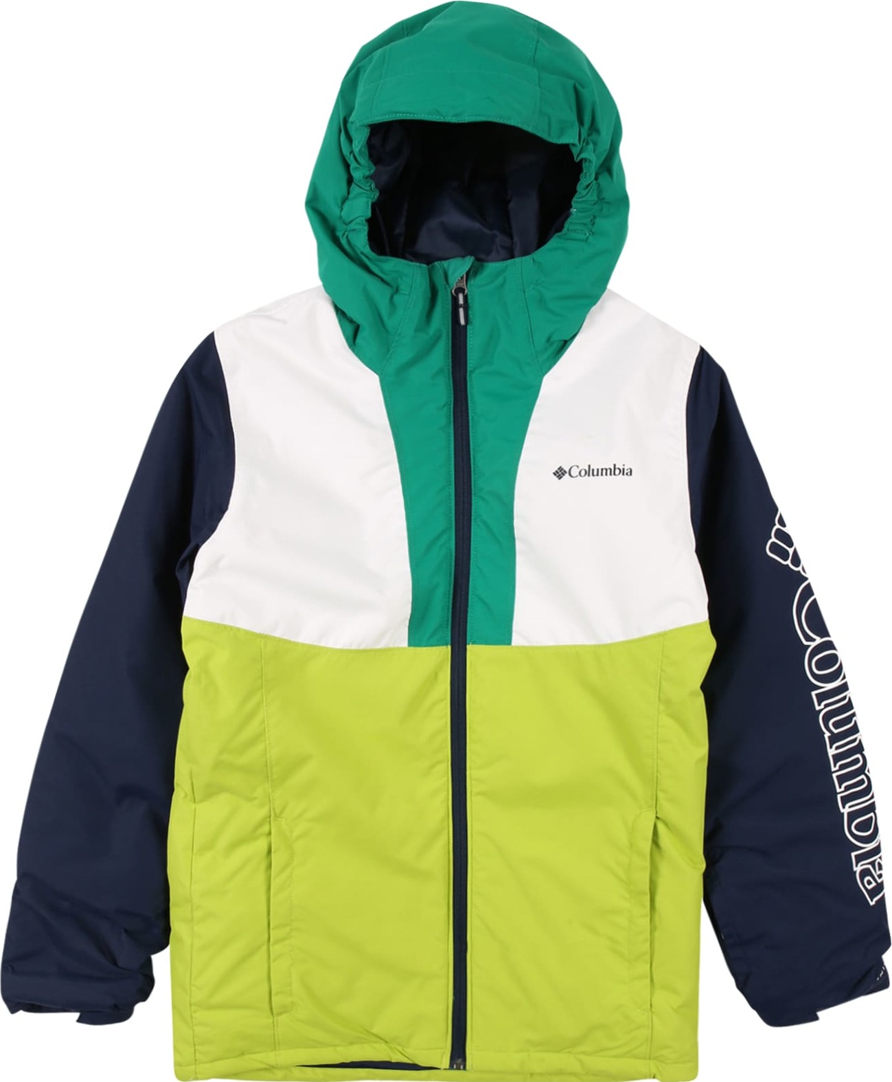 Outdoorová bunda Columbia námořnická modř / smaragdová / kiwi / bílá