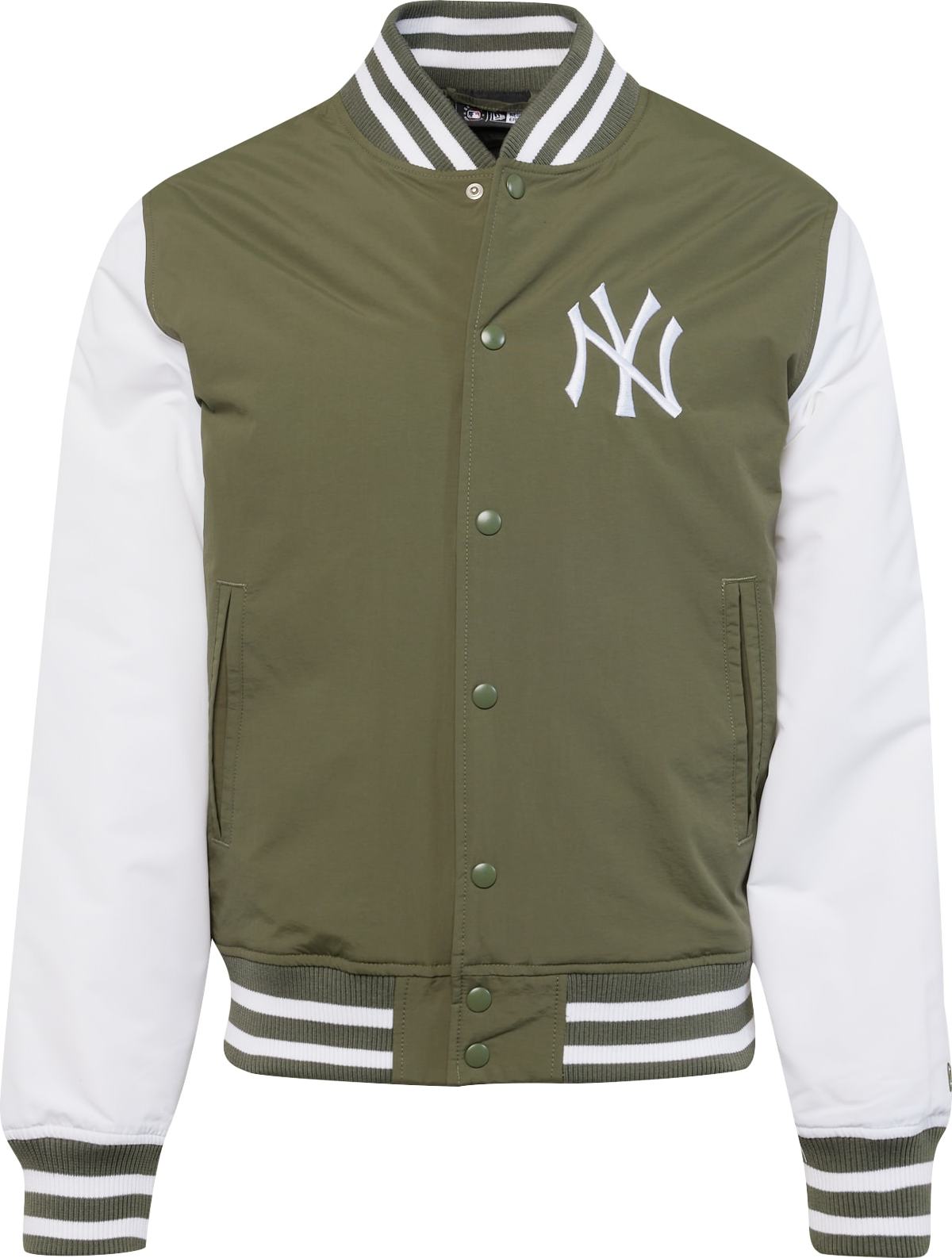 Přechodná bunda new era khaki / bílá