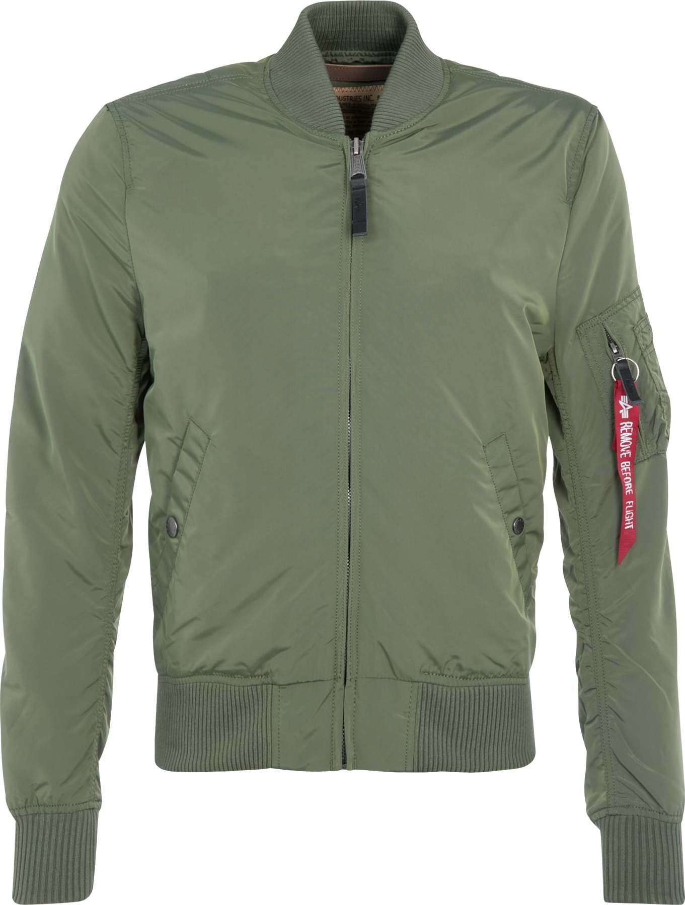 Přechodná bunda alpha industries khaki / červená / bílá