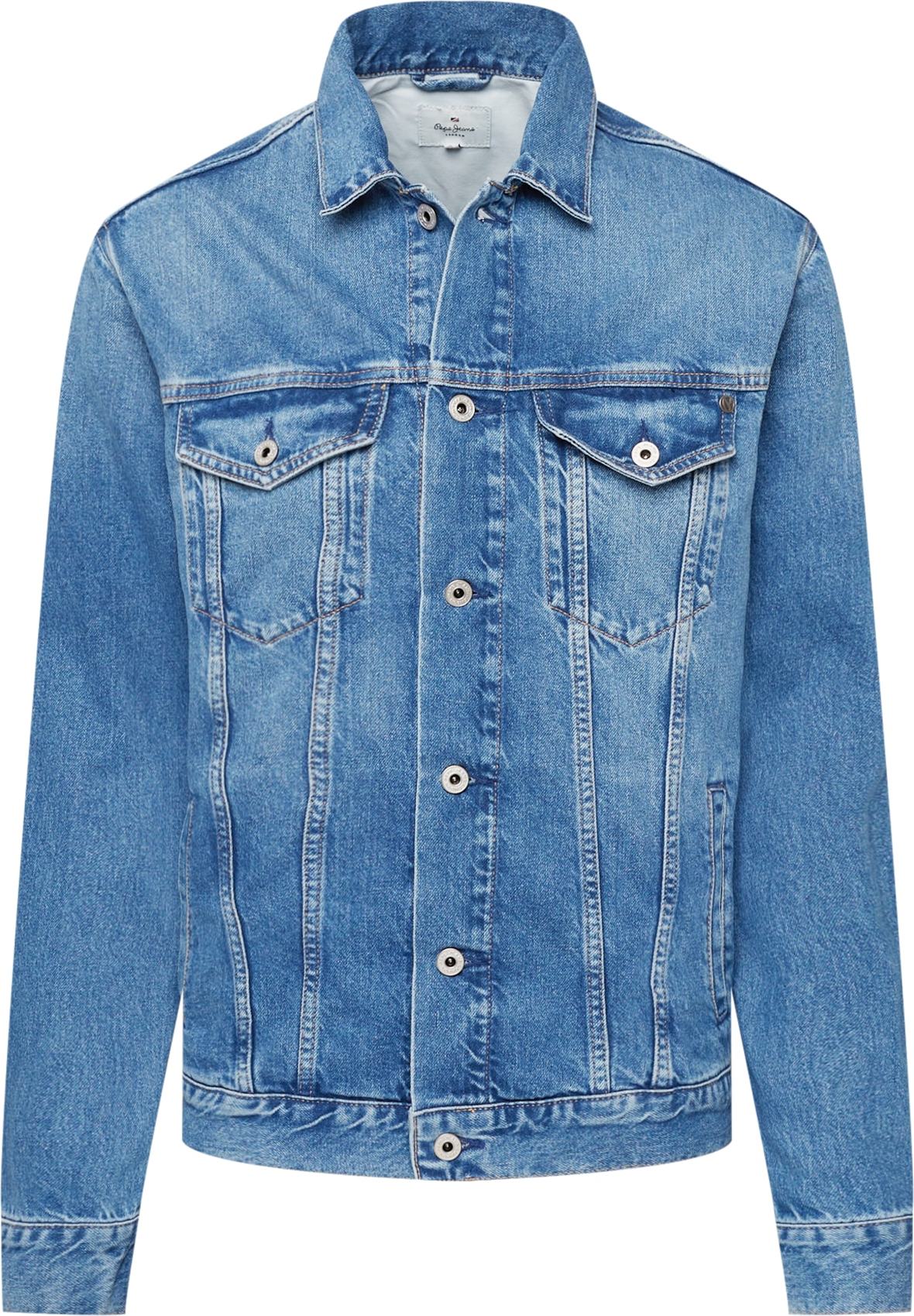 Přechodná bunda Pepe Jeans modrá džínovina
