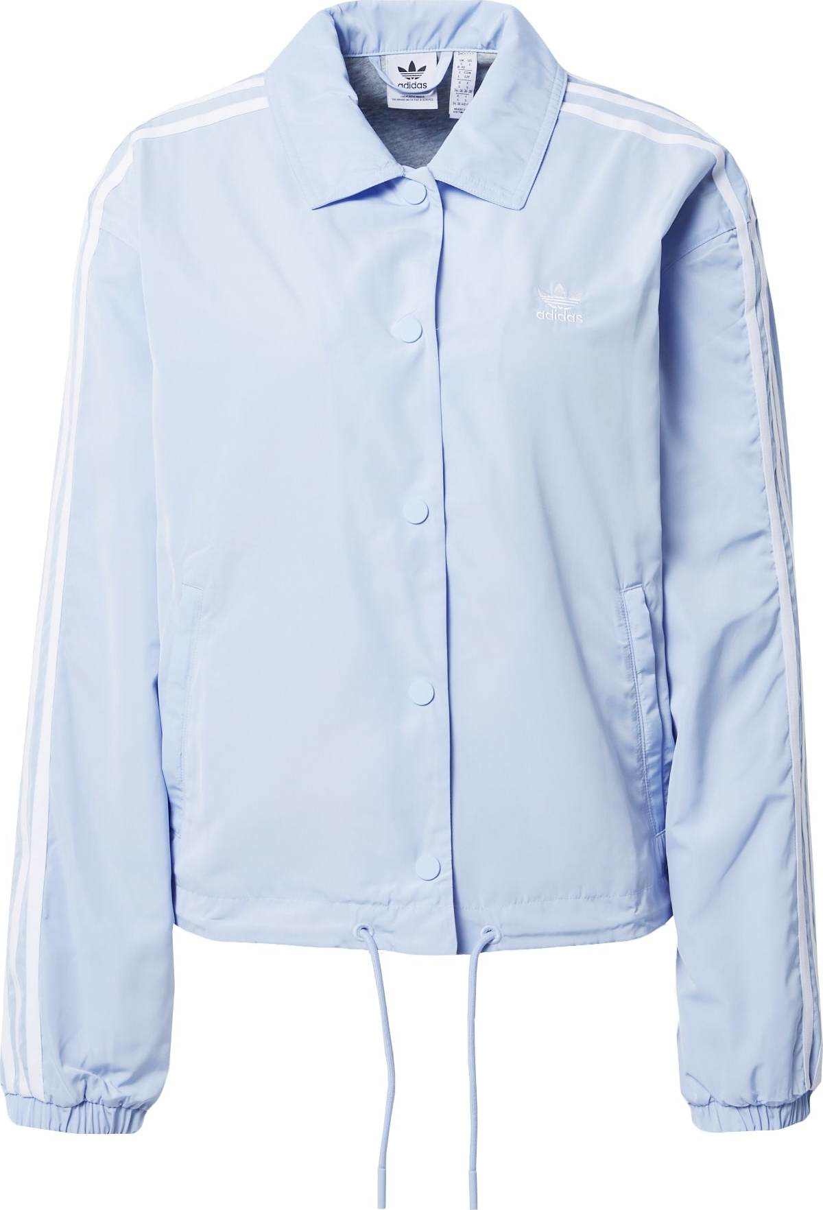 Přechodná bunda adidas Originals světlemodrá / bílá