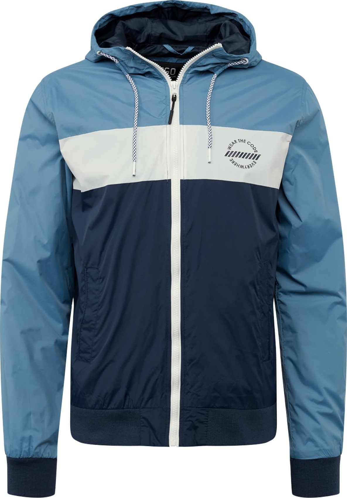 Přechodná bunda 'Keyse' INDICODE JEANS námořnická modř / světlemodrá / bílá