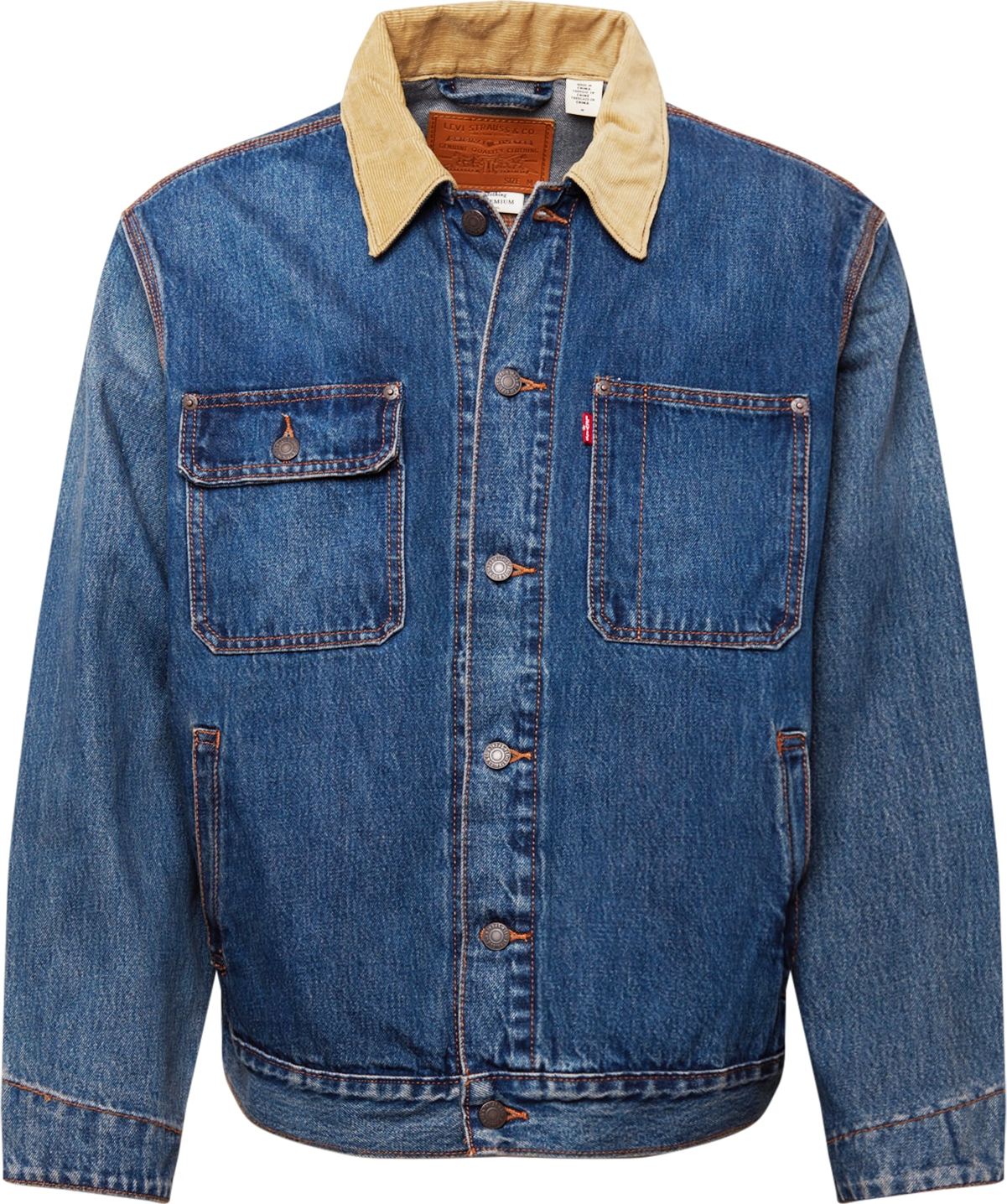 Přechodná bunda 'SUNSET TRUCKER DARK INDIGO - WORN IN' Levis béžová / modrá džínovina