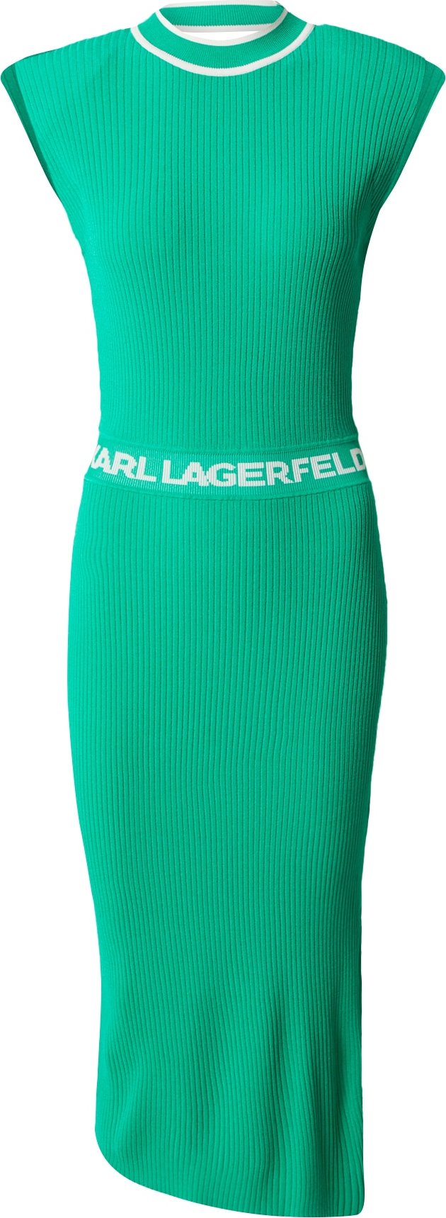 Úpletové šaty Karl Lagerfeld zelená / bílá