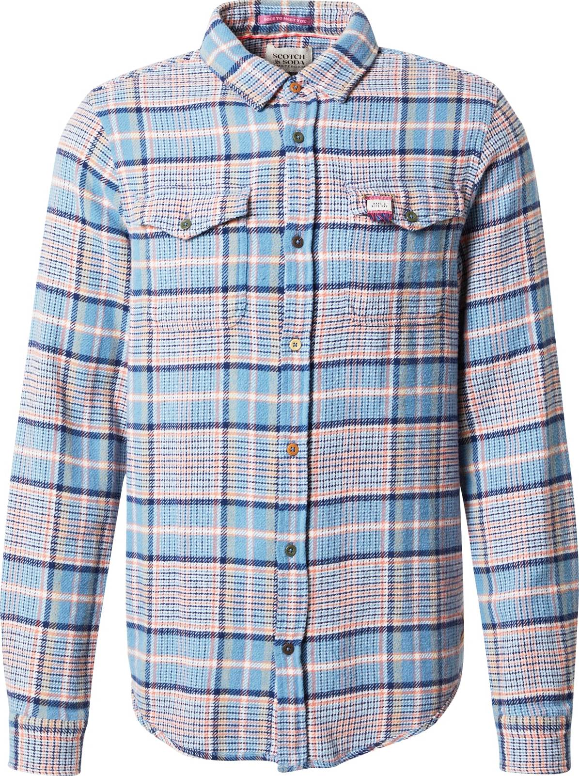 Košile Scotch & Soda azurová / tmavě modrá / bílá