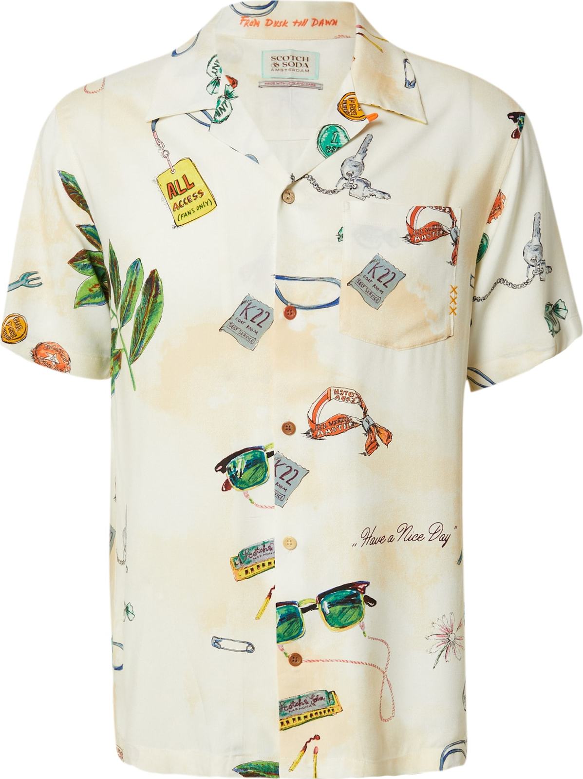 Košile Scotch & Soda béžová / krémová / žlutá / zelená / červená / černá