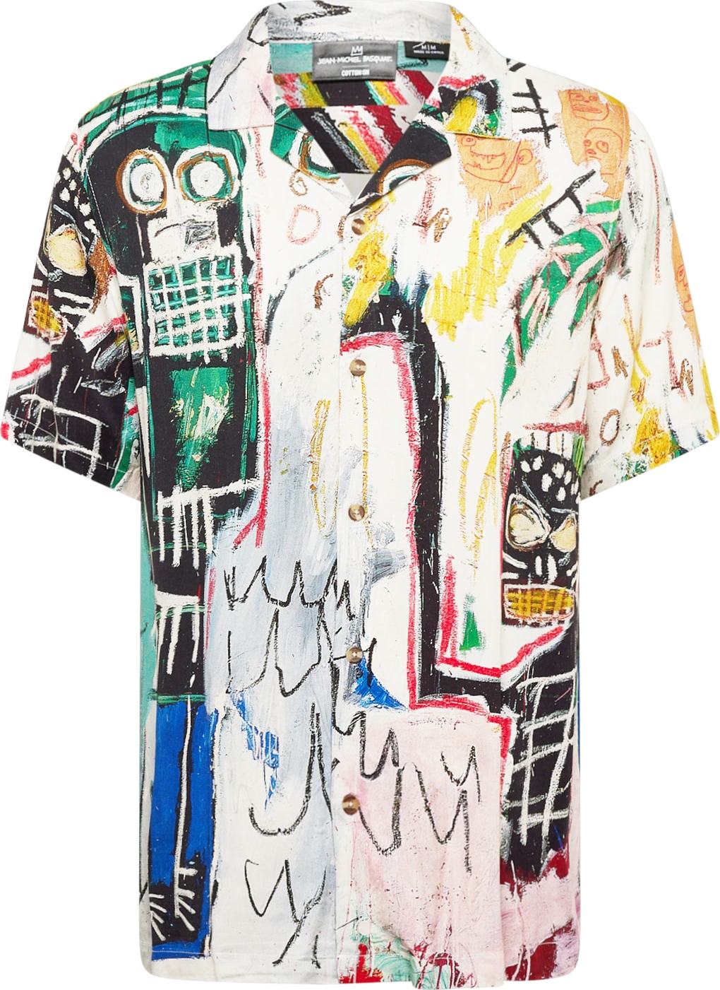 Košile 'Basquiat' Cotton On tmavě modrá / žlutá / smaragdová / bílá