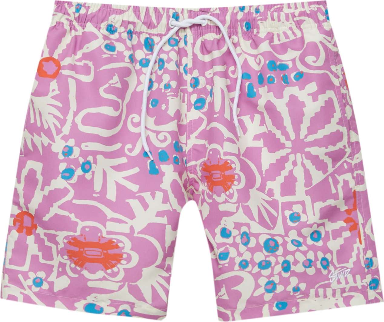 Plavecké šortky Pull&Bear modrá / pink / bílá