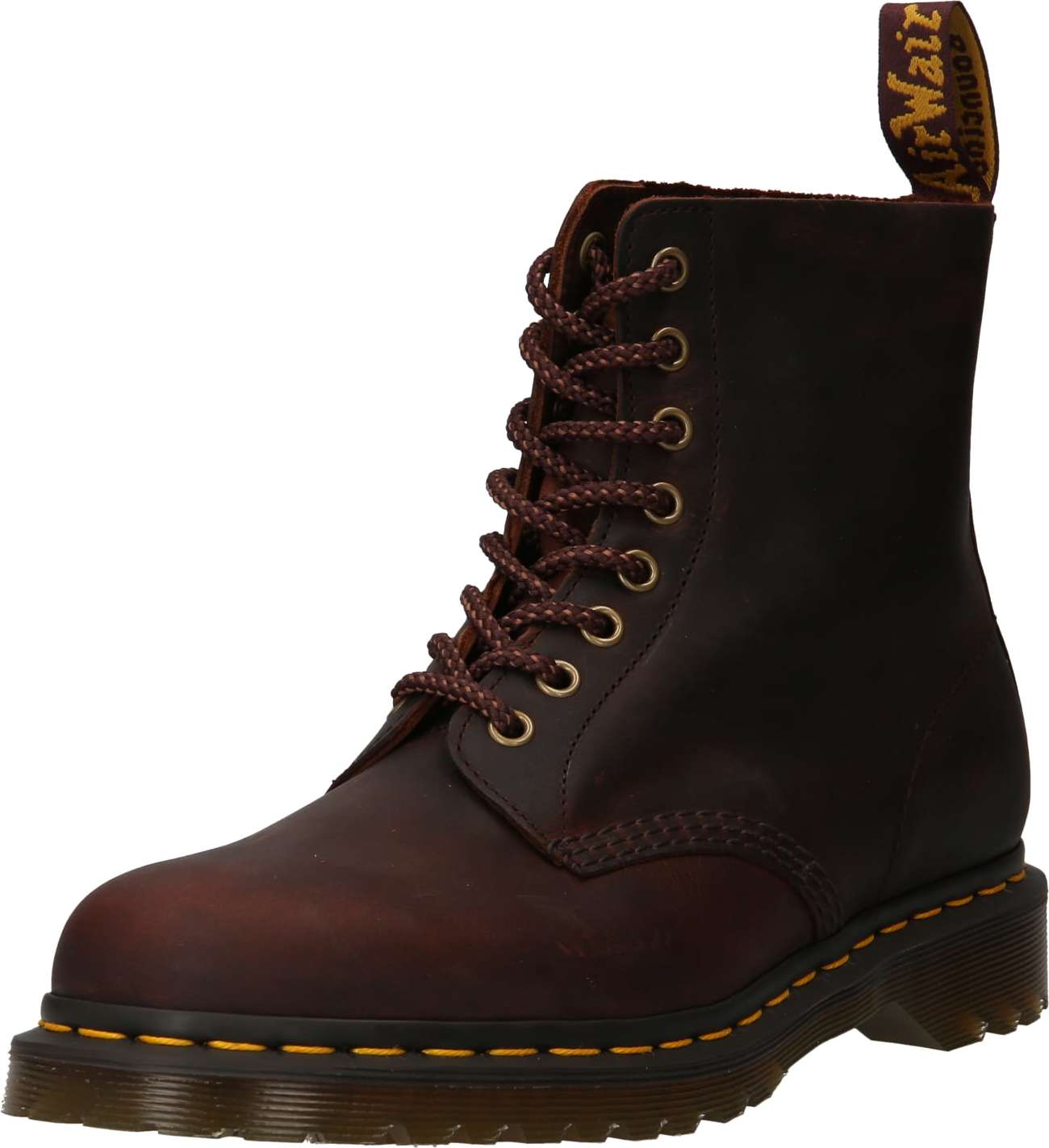 Šněrovací boty 'Pascal' Dr. Martens hnědá / žlutá