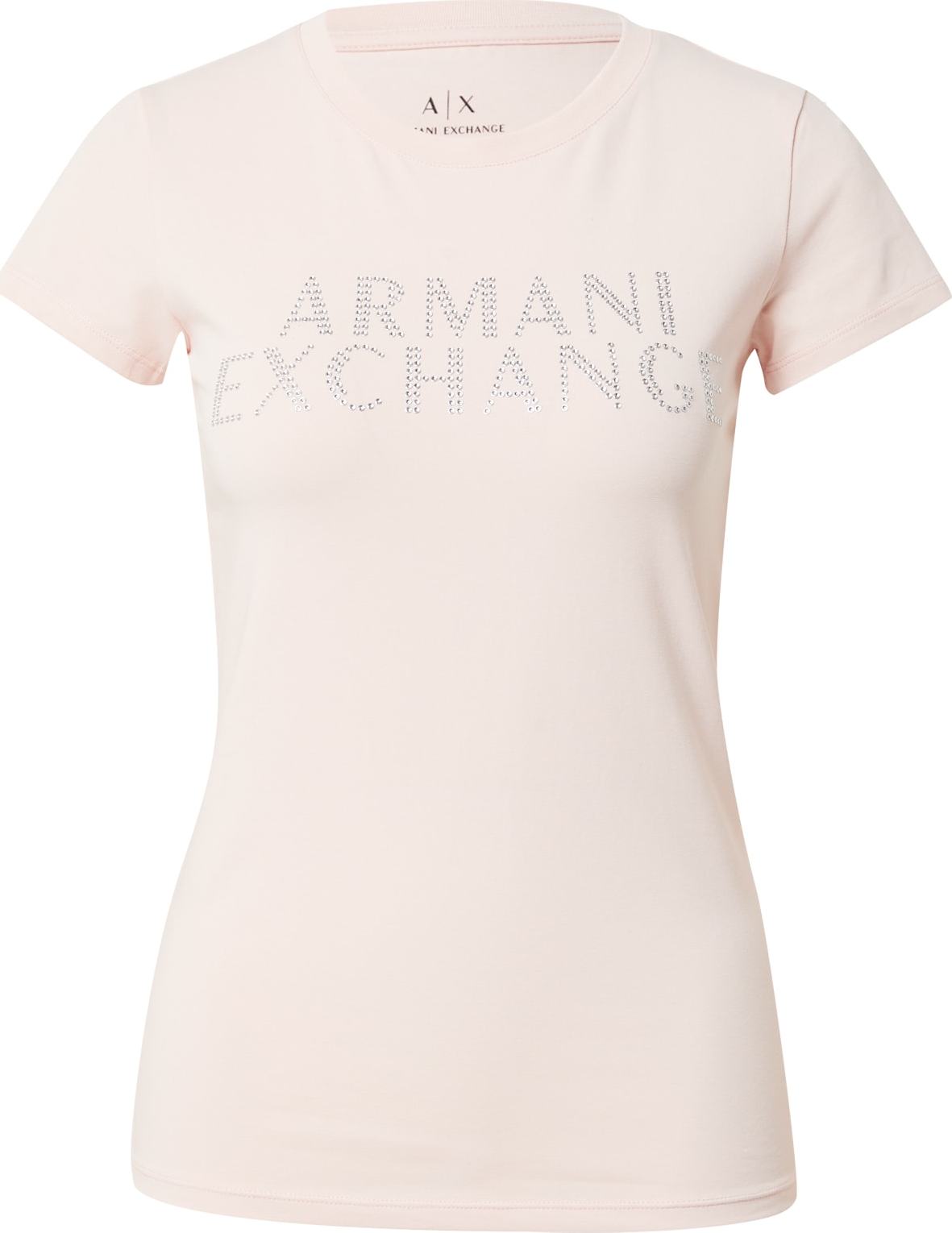 Tričko Armani Exchange pudrová / stříbrná