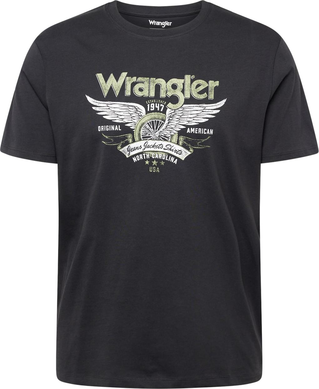 Tričko 'AMERICANA' Wrangler světle šedá / světle zelená / černá