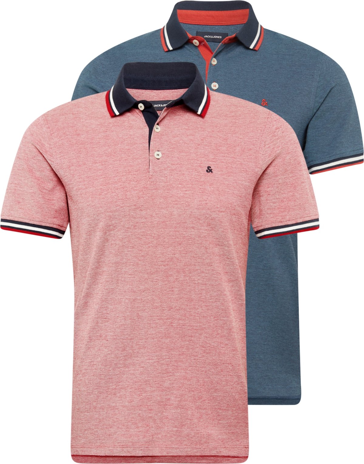 Tričko 'Paulos' jack & jones námořnická modř / tmavě modrá / červená / pastelově červená / bílá