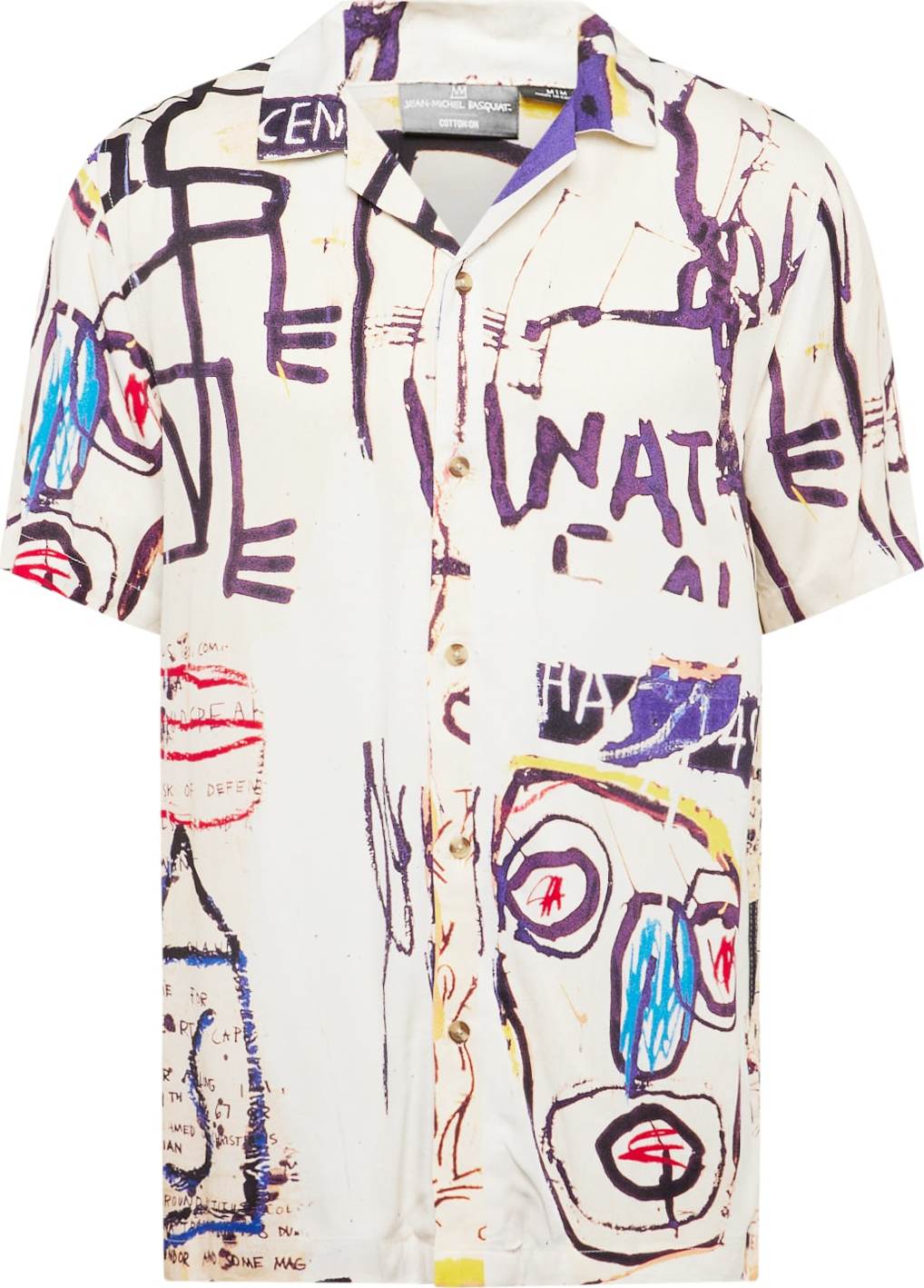 Košile 'Basquiat' Cotton On krémová / tmavě fialová / červená / černá