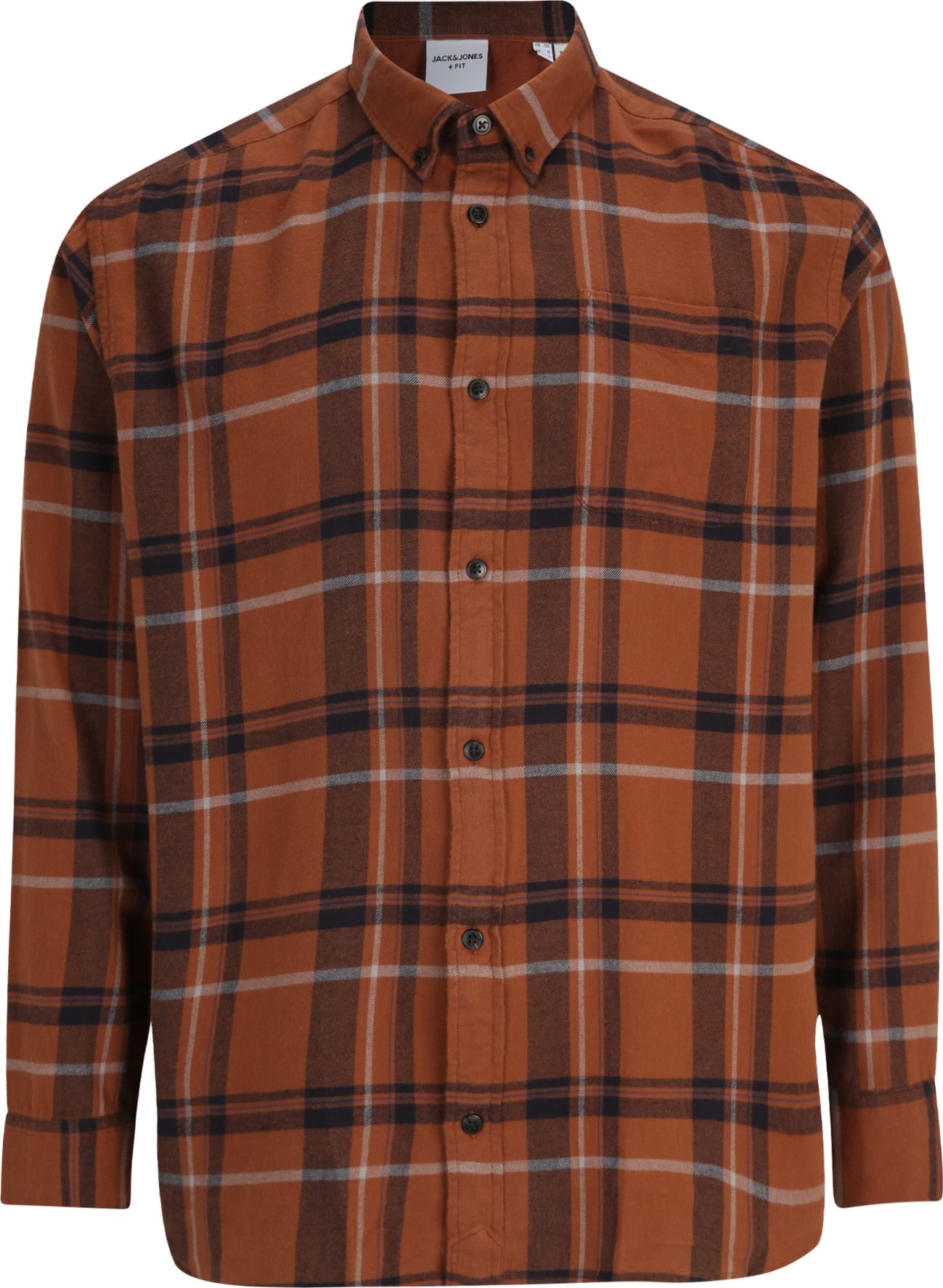 Košile 'BROOK' Jack & Jones Plus rezavě hnědá / tmavě hnědá / offwhite