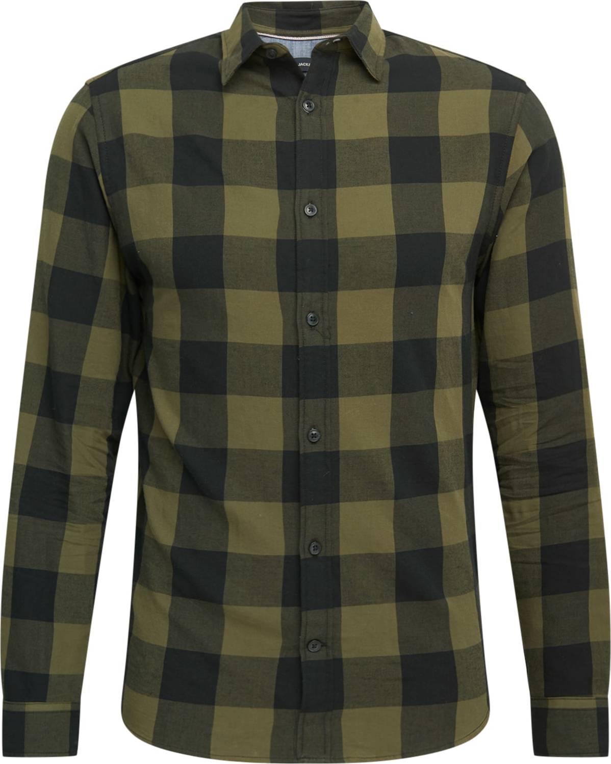 Košile 'Gingham' jack & jones olivová / černá