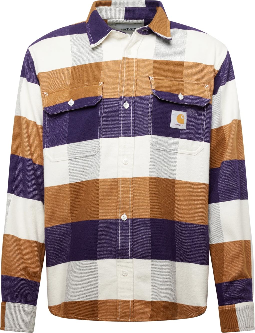 Košile 'Lyman' Carhartt WIP světle hnědá / tmavě fialová / bílá