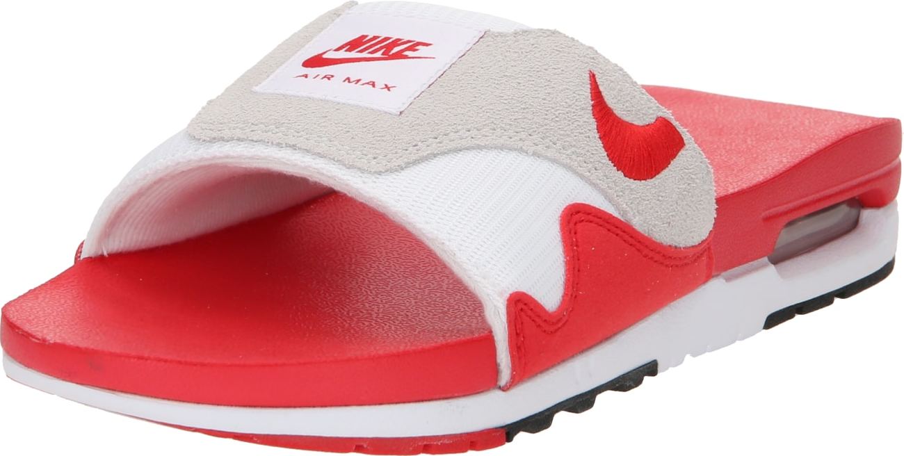 Pantofle 'AIR MAX 1 SLIDE' Nike Sportswear světle šedá / červená / bílá